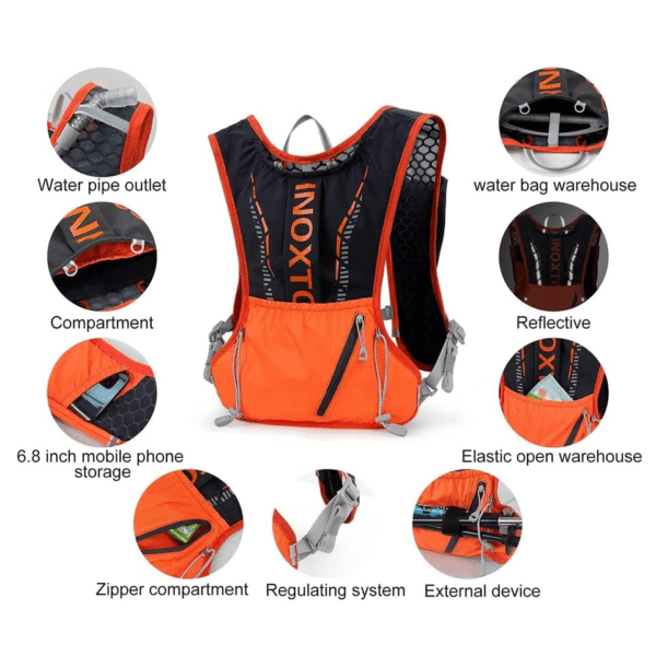 chaleco hidratacion inoxito naranja